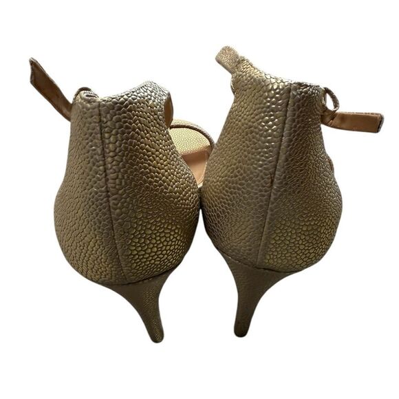 Calvin Klein Metallic Gold T-Straps Heels - Picture 3 of 6